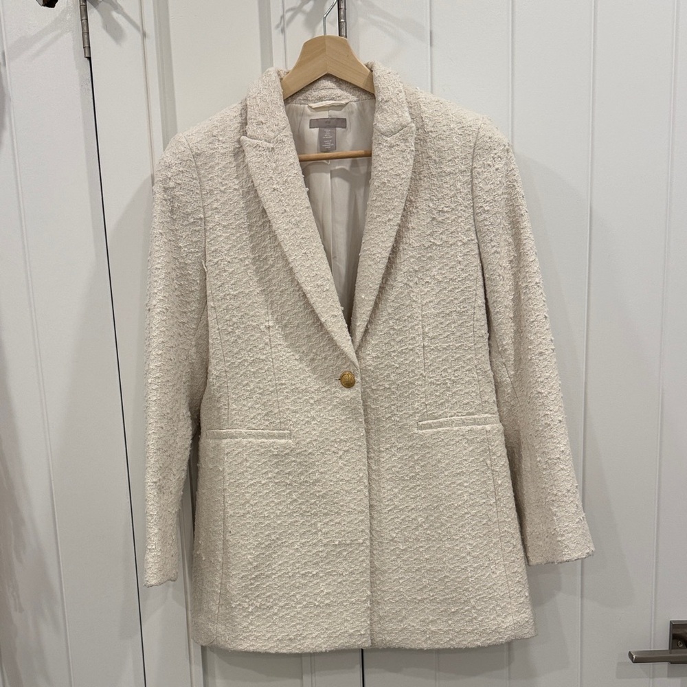 H&M Cream Textured Women's Blazer